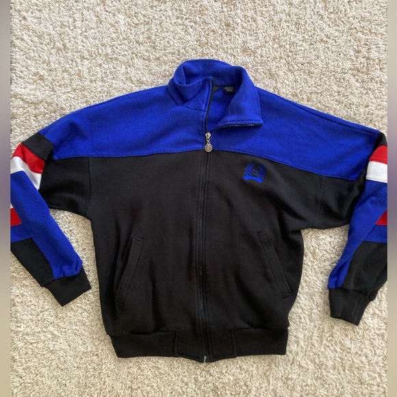 VTG 80s Christian Dior Monsieur Track Jacket Men's L Color Block Full Zip - Picture 1 of 11